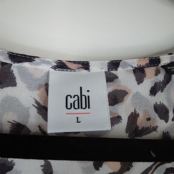 Cabi 5337 Glamour Blouse Off White Leopard Print Top Size L - Picture 5 of 11